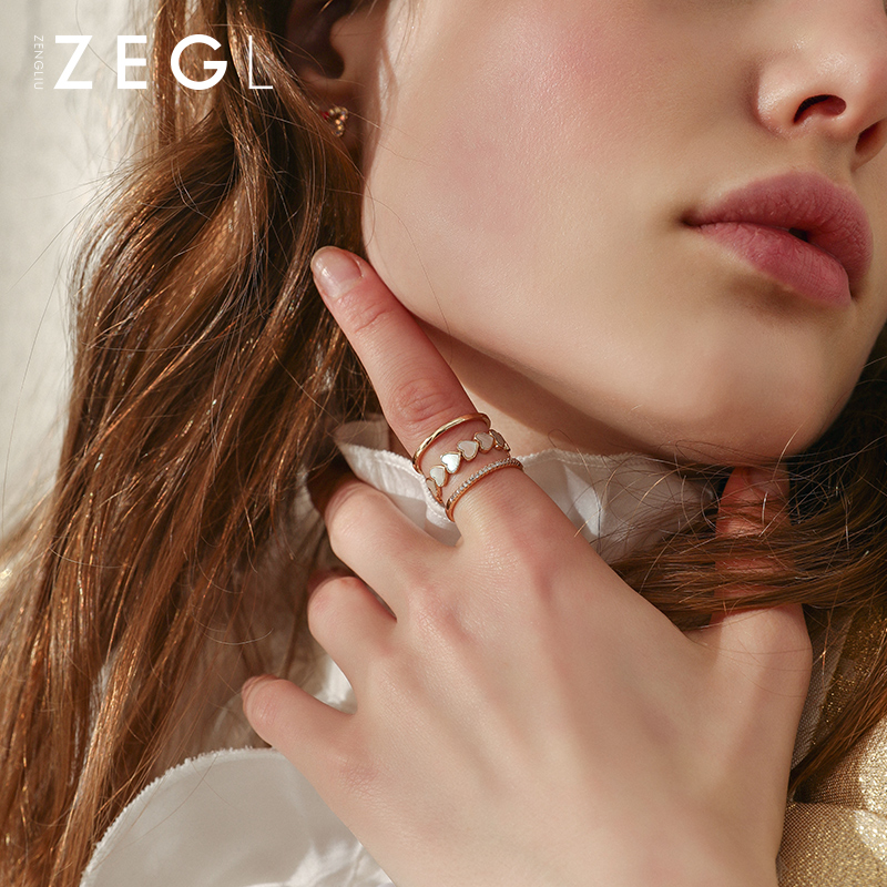 ZENGLIU multilayer wide face ring female ornament Chaumen index finger opening ring Fashion personality hyperbolic decorative ring