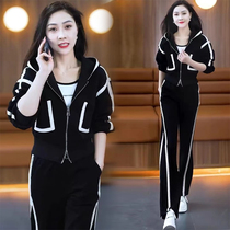 High Inclusive Cotton Casual Sportswear Suit Lady 2024 Spring Autumn Dress New Fashion Foreign Air Broadlegged Pants Two-piece Set