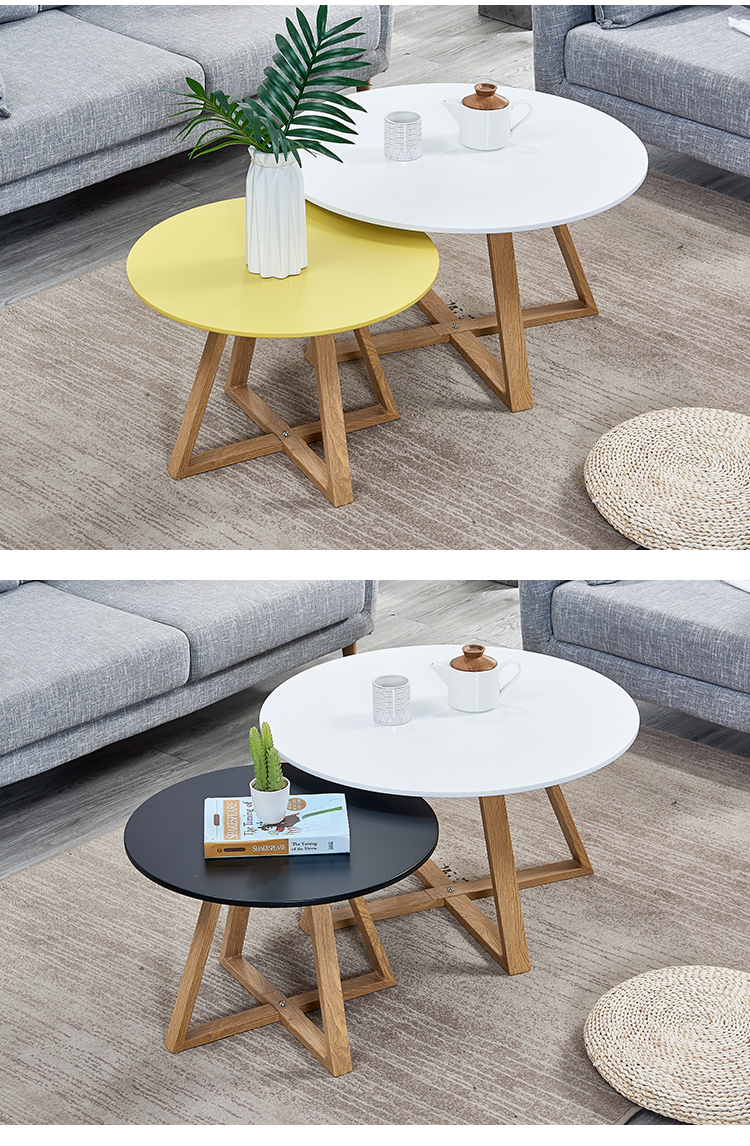 Bắc Âu IKEA phong cách bàn cà phê nhỏ gọn ý tưởng nội thất hiện đại căn hộ nhỏ phòng khách bàn cà phê gỗ tròn in đơn giản - Bàn trà bàn trà kính cường lực