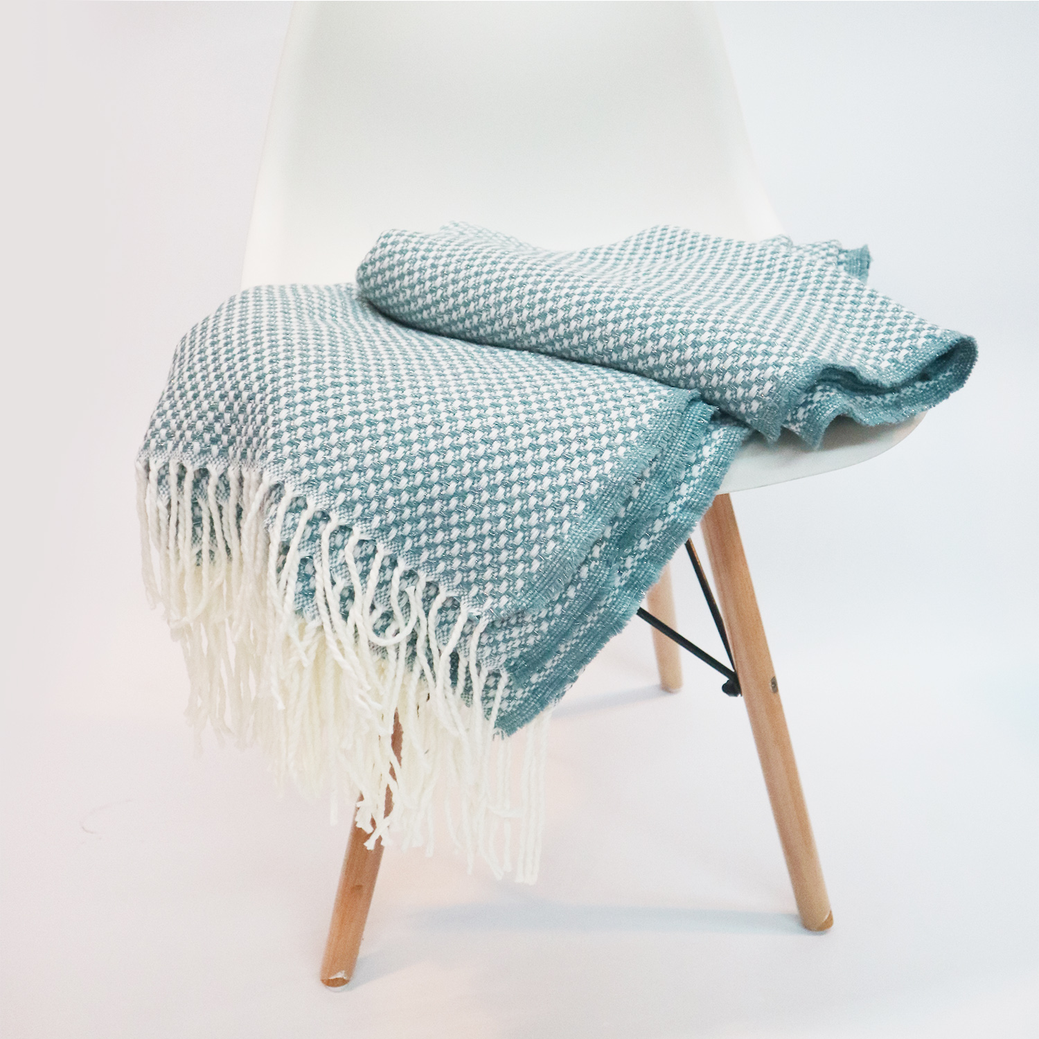 Light blue knitted sofa blanket bed towel ginger casual blanket Nordic literary wool blanket