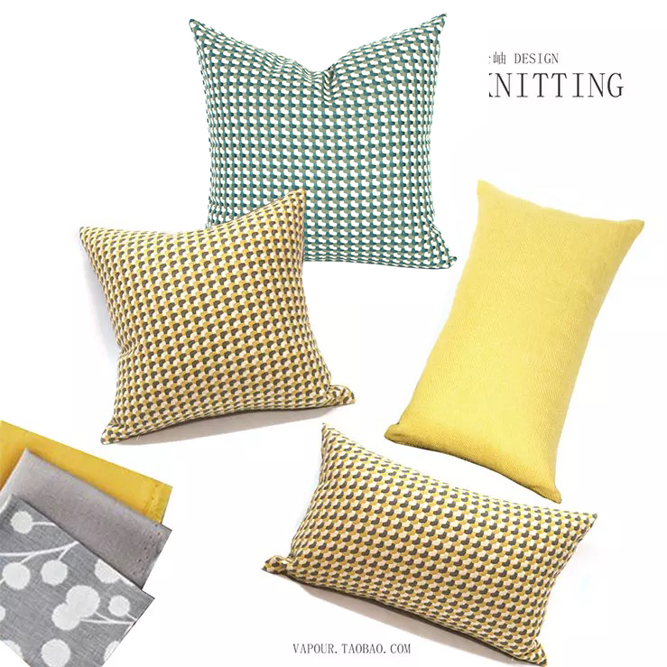 Yunxiu boutique pillow) yellow warm color knitted pillow cushion metal texture solid color pillow sofa cushion