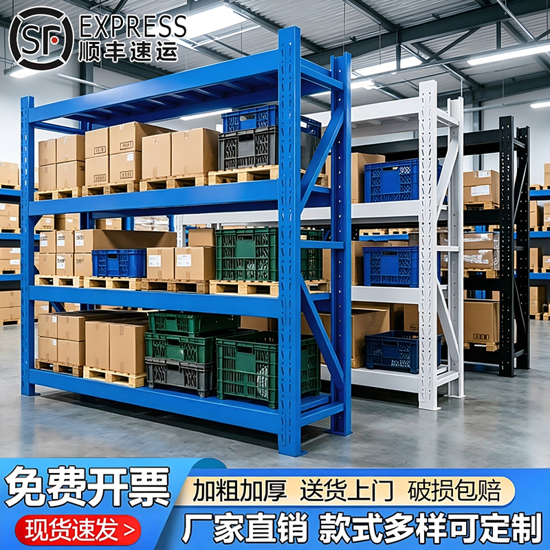 Warehouse Shelves, Heavy-Duty Multi-Layer Cargo Racks, Express Delivery Supermarket Household Storage Racks, L-Shaped U-Shaped Storage Racks
