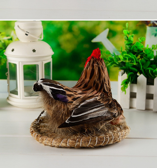 Mô phỏng xác thực hen đẻ trứng hen gà lông trang trí nhà trang trí động vật mô hình tĩnh đạo cụ chụp ảnh kệ dcor phòng ngủ
