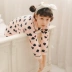 [Giải phóng mặt bằng] Fen Teng ngàn dòng đồ ngủ nghệ thuật nữ dài tay cotton mùa xuân và mùa thu cardigan cotton phục vụ nhà - Bộ Pajama Bộ Pajama