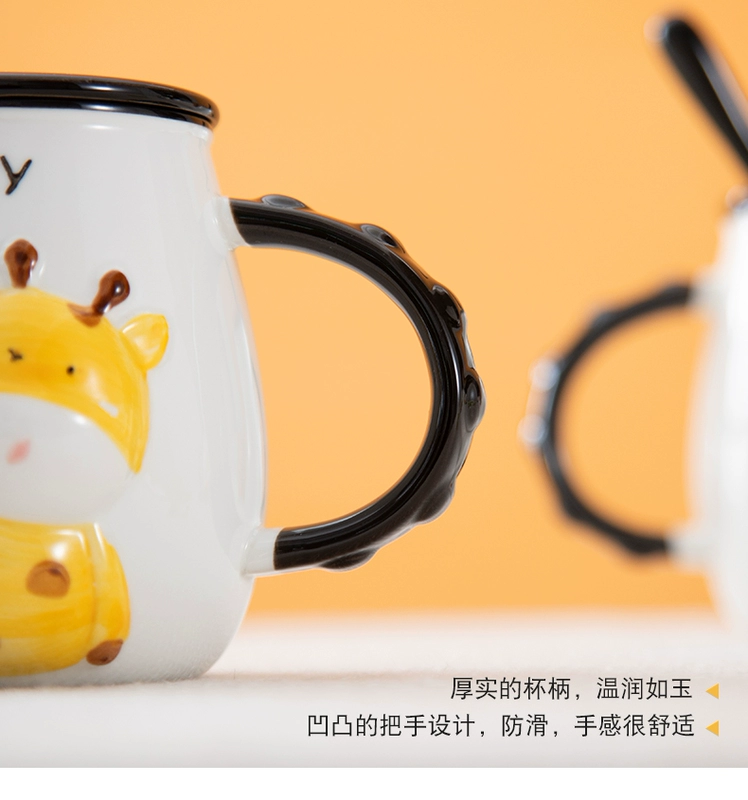 Cặp vợ chồng uống cốc nữ gốm dễ thương siêu dễ thương đặt hộp quà tặng sáng tạo nhà đánh dấu cốc có nắp công suất lớn - Tách bình đá giữ nhiệt