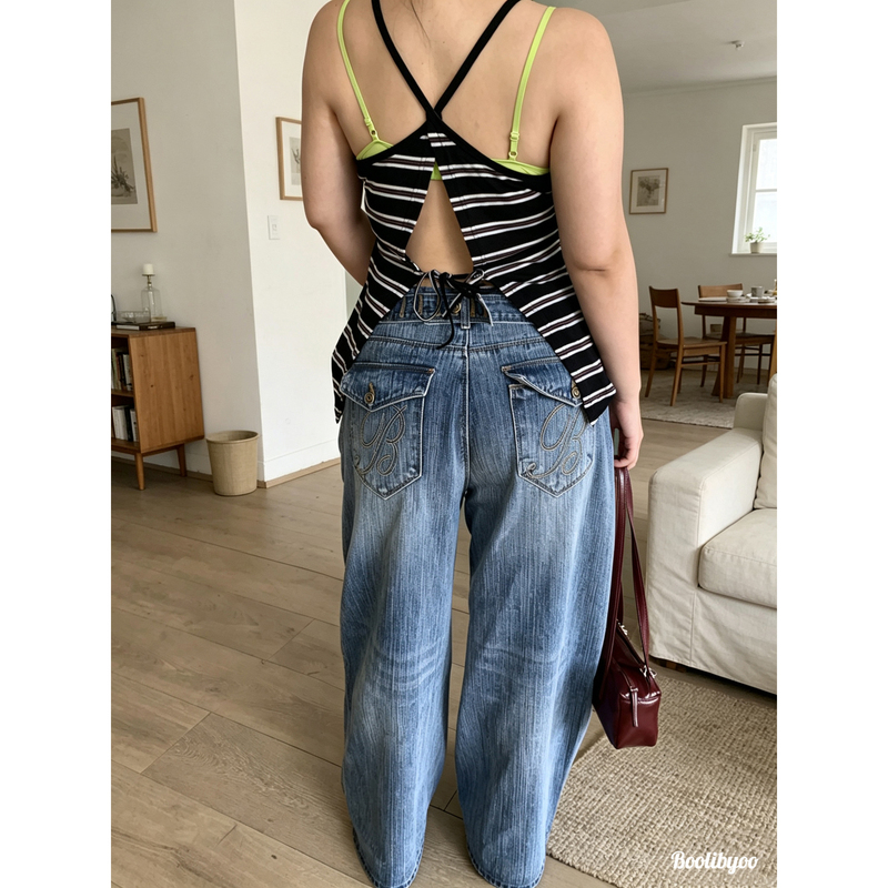 Boolibyoo Houston Weekly Plus Size American Retro Heavy Embroidered Denim Jeans Summer New Style