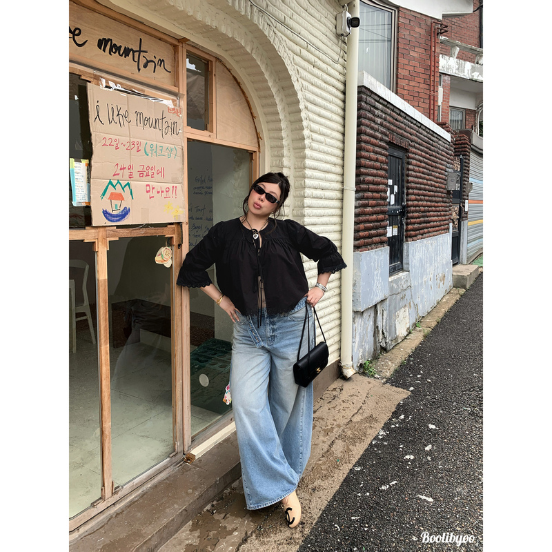 Boolibyoo Denim Vibe Plus-Size American Style Hot Girl Heavy Washed Wide-Leg Scimitar Jeans New Autumn Collection