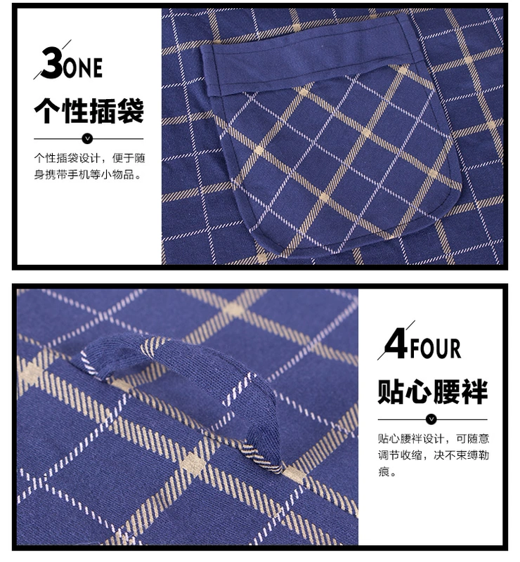 Áo choàng mùa thu và mùa đông thanh niên nam trung niên áo ngủ dài tay áo choàng dài mùa xuân và mùa thu cotton đồ ngủ cotton dịch vụ nhà đồ ngủ voan mỏng
