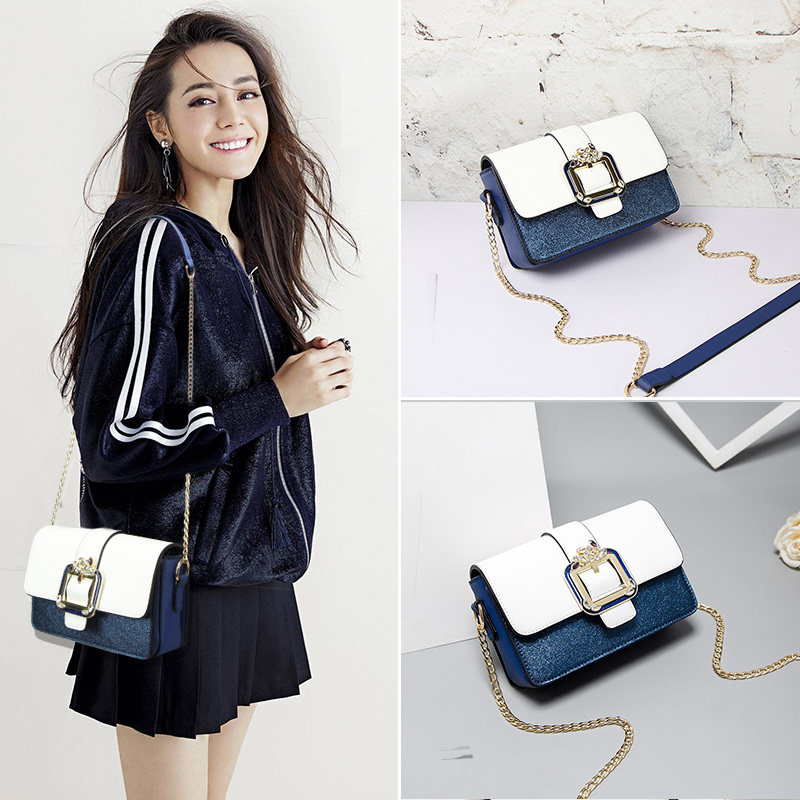 Small bag female leather 2019 new Korean fashion Joker ins simple chain small square bag shoulder messenger bag