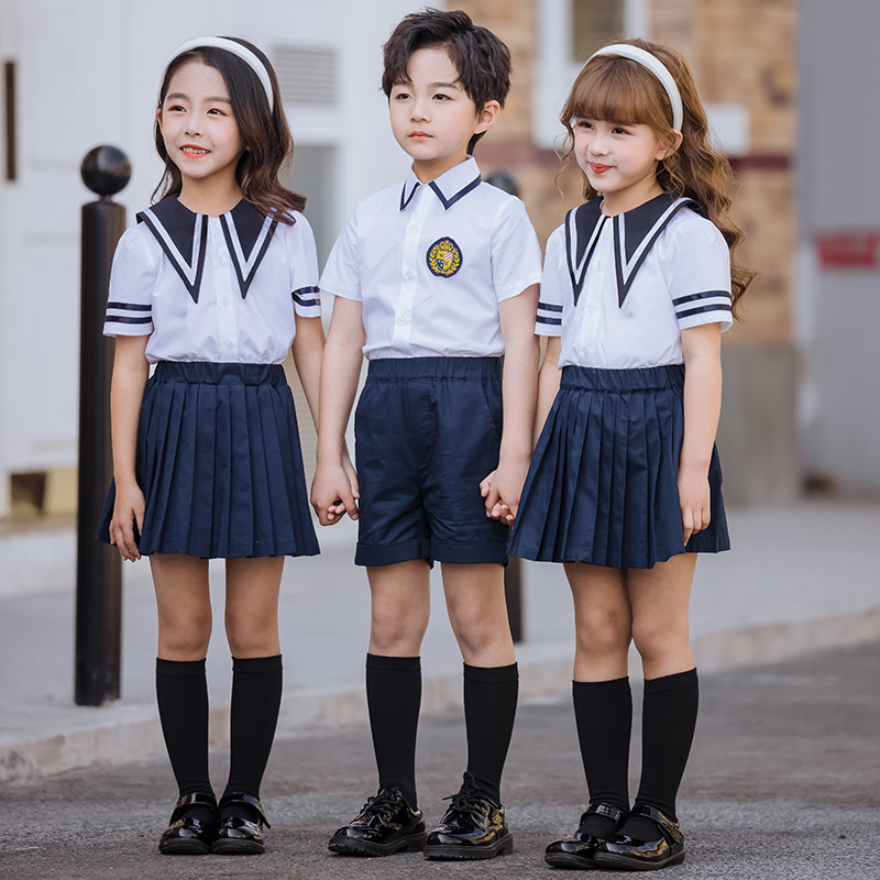Kindergarten Garden Clothing Summer Clothing Ingléen Feng Children Graduation Photo Class Clothes Elementary School Children's School Uniform Summer Sea Army Wind Performance Clothing