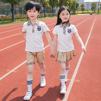 Primary school uniforms Summer clothes Yinglun Wind Kindergarten Garden clothes Summer short sleeves College Wind Men and women Boys Class Clothes Teacher Clothing