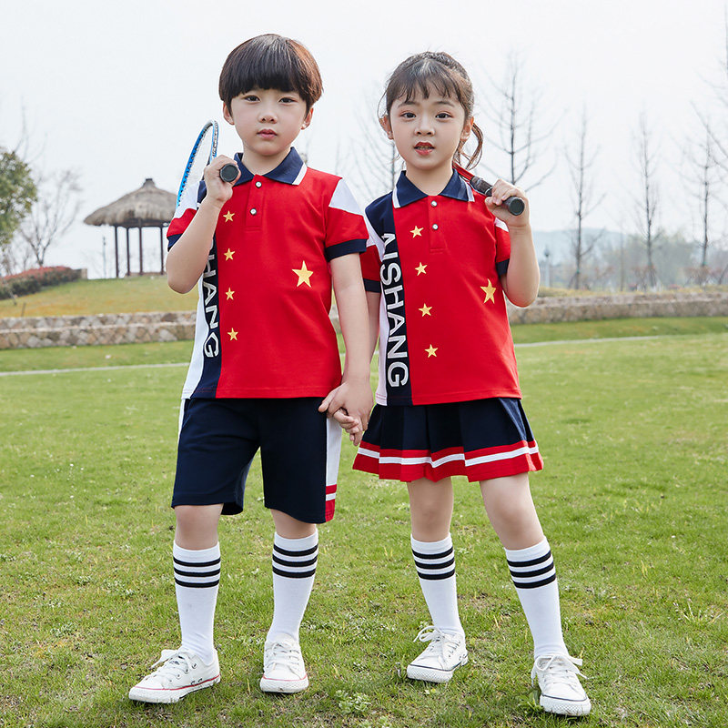 Kindergarten suit summer dress Chinese wind children sports clothing boys and girls short sleeve suit school uniform summer