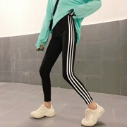 Mùa hè mỏng phần eo cao bó sát quần legging thể thao phụ nữ mặc quần cotton co giãn ba thanh chín điểm chân quần thủy triều - Quần tây thường