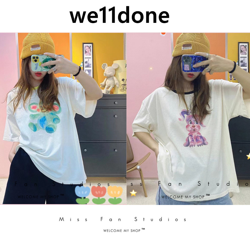 we11done 21ps short sleeve painted graffiti little monster printed jacket well hand-painted men's and women's T-shirts