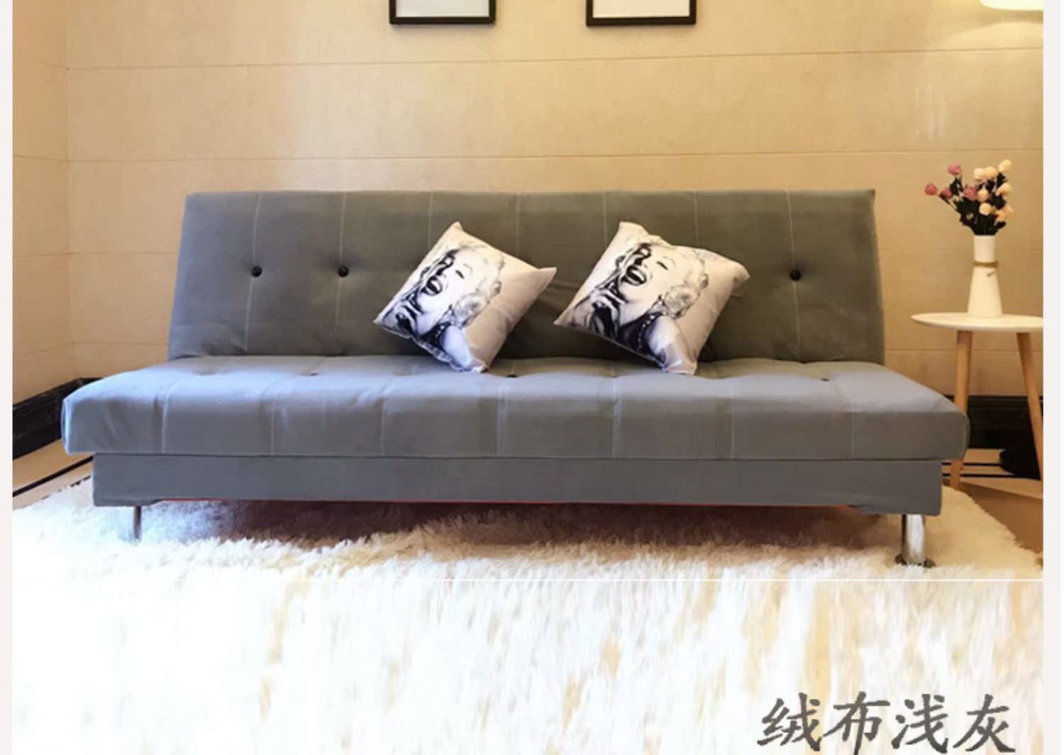 Sofa kích thước nhỏ 1,2 / 1,5 m 1,8 m có thể gập lại đơn giản đôi ba phòng khách học sofa - Ghế sô pha ghế sô pha gỗ