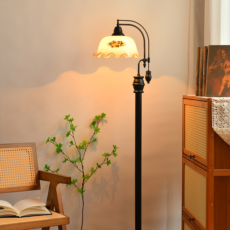 Old Shanghai Chinoiserie Accessible Luxury Living Room Fishing Lamp Floor Lamp Remote Control High-End Simple Sofa Decorative Atmosphere Lamp