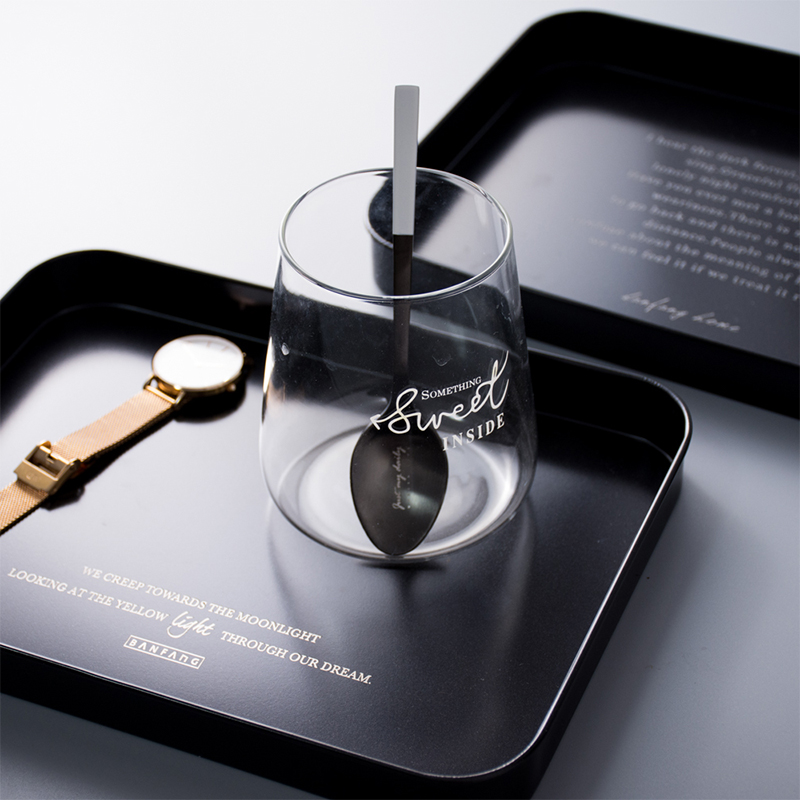 Nordic English Iron Art Dei Pan Black Sub-Light Jewellery Tray Tea Tray Tabletop Containing depository dish