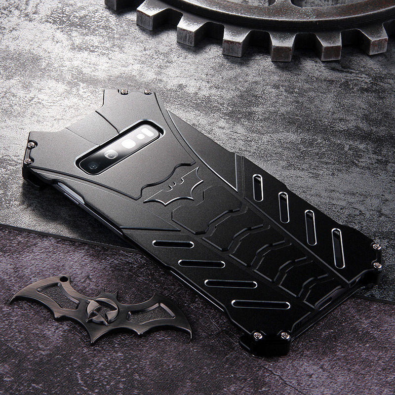 R-Just Batman Shockproof Aluminum Shell Metal Case with Custom Batarang Stent for Samsung Galaxy S10+ & Galaxy S10 & Galaxy S10e