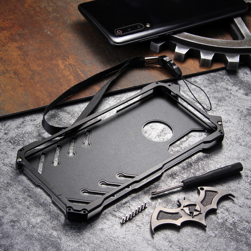 R-Just Batman Shockproof Aluminum Shell Metal Case with Custom Batarang Stent for Xiaomi Mi 9