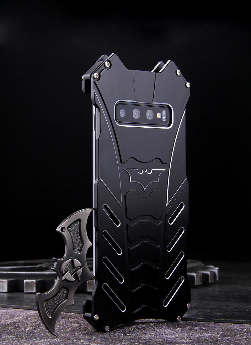 R-Just Batman Shockproof Aluminum Shell Metal Case with Custom Batarang Stent for Samsung Galaxy S10+ & Galaxy S10 & Galaxy S10e