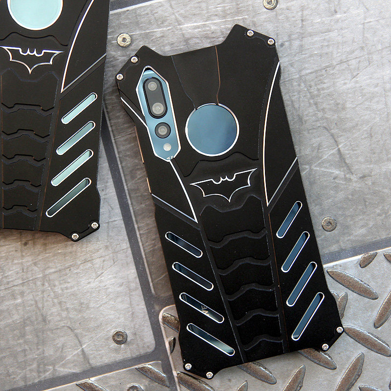 R-Just Batman Shockproof Aluminum Shell Metal Case with Custom Batarang Stent for Huawei P20 & Huawei P20 Pro & Huawei P20 Lite & Huawei nova 3e