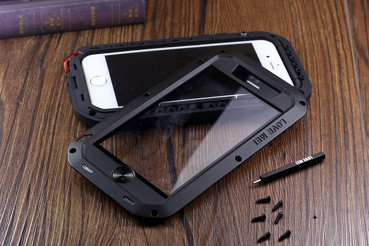 LOVE MEI Powerful Water Resistant Shockproof Dust/Dirt/Snow Proof Aluminum Metal Outdoor Gorilla Glass Heavy Duty Case Cover for Apple iPhone 6S/6 & iPhone 6S Plus/6 Plus
