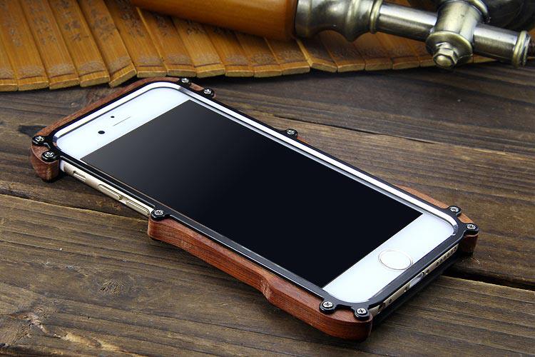 R-Just Light Slim Timber Aluminum Metal Wood Bumper Case Cover for Apple iPhone 6S Plus/6 Plus & iPhone 6S/6