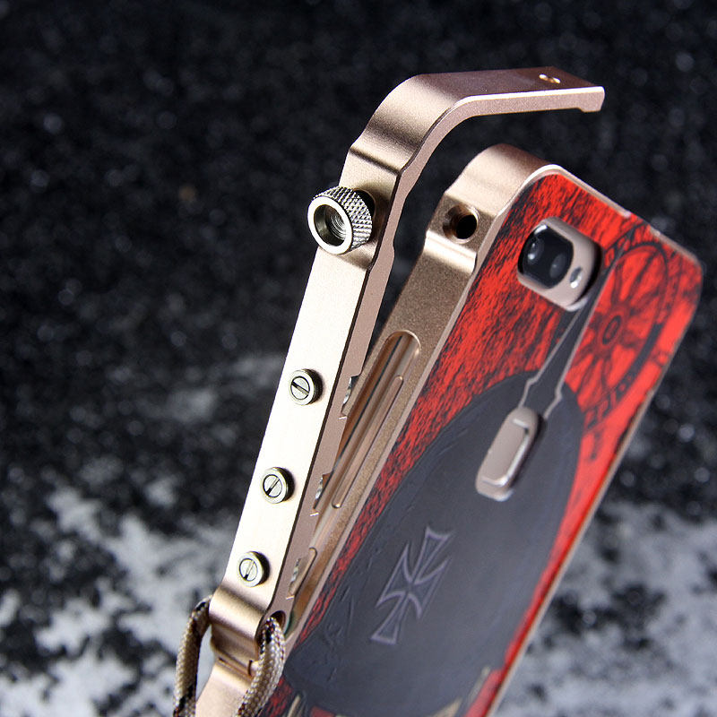 KANENG Mechanical Arm Trigger Aluminum Bumper Metal Frame 3D Cameo Back Cover Case for vivo X20