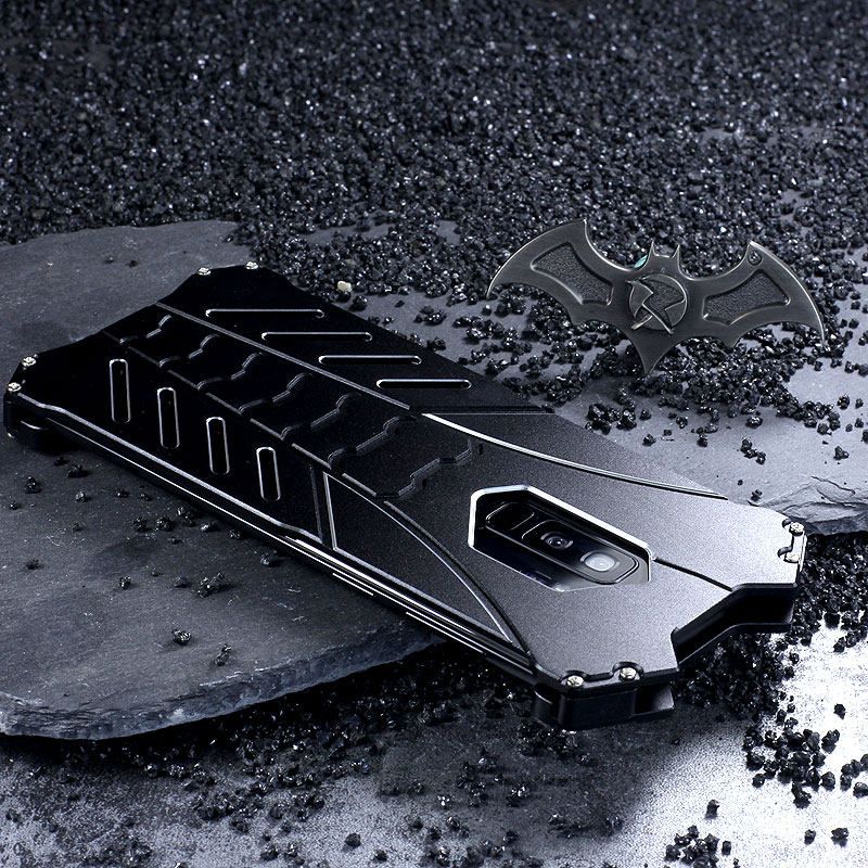 R-Just Batman Shockproof Aluminum Shell Metal Case with Custom Batarang Stent for Samsung Galaxy S9 Plus & Samsung Galaxy S9
