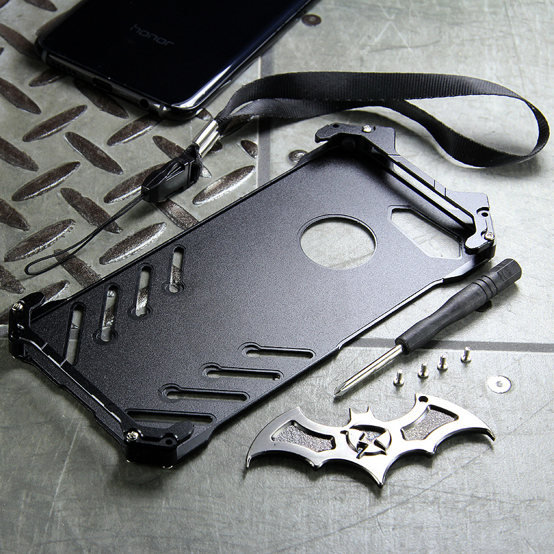 R-Just Batman Shockproof Aluminum Shell Metal Case with Custom Batarang Stent for Huawei Honor 10