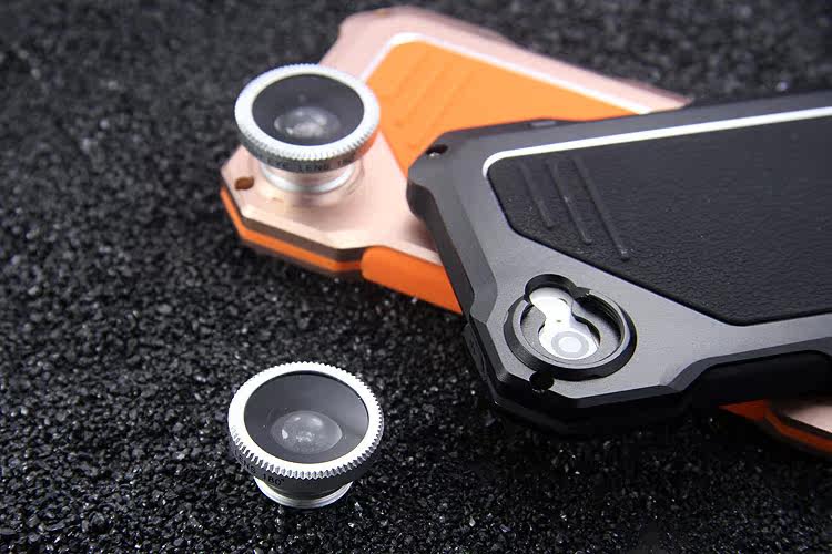 R-Just 3 in 1 Fisheye+Macro+Wide Angle Camera Lens IP54 Waterproof Dustproof Shockproof Silicone Aluminum Metal Heavy Duty Case Cover for Apple iPhone 6S Plus/6 Plus & iPhone 6S/6 & iPhone SE/5S/5