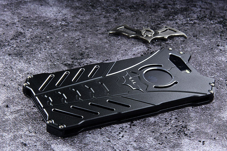 R-Just Batman Shockproof Aluminum Shell Metal Case with Custom Batarang Stent for Huawei P10 & Huawei P10 Plus
