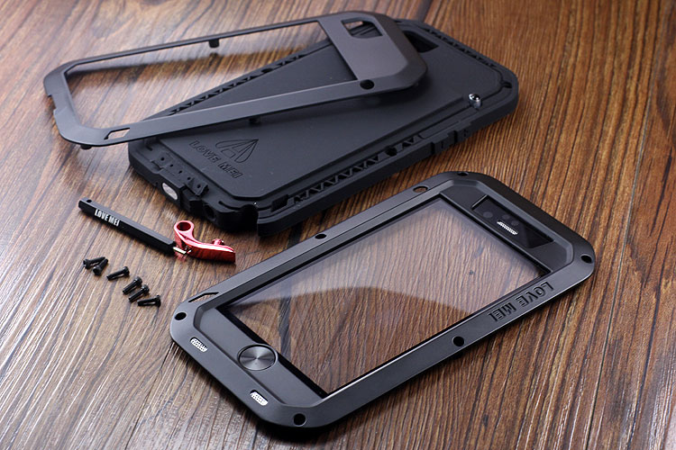 LOVE MEI Powerful Water Resistant Shockproof Dust/Dirt/Snow Proof Aluminum Metal Outdoor Gorilla Glass Heavy Duty Case Cover for Apple iPhone 6S/6 & iPhone 6S Plus/6 Plus