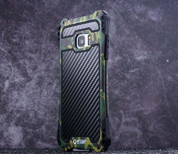 R-Just Amira Heavy Duty Dirtproof Shockproof Rainproof Aluminum Metal Bumper Carbon Fiber Back Cover Case for Samsung Galaxy S7 G9300/ S7 Edge G9350