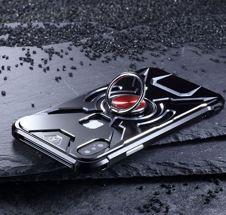 WK Iron Man Military Grade Shockproof Screw-less Metal Case w/ Ring Holder for Apple iPhone X
