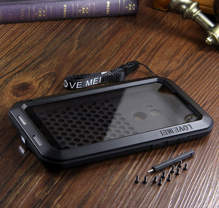 LOVE MEI Powerful Water Resistant Shockproof Dust/Dirt/Snow Proof Aluminum Metal Outdoor Gorilla Glass Heavy Duty Case Cover for Xiaomi Mi MIX 2