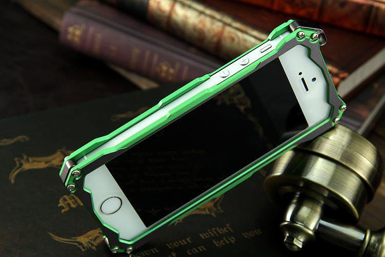 R-JUST GUNDAM Aerospace Aluminum Contrast Color Shockproof Metal Shell Outdoor Protection Protective Case for Apple iPhone SE/5S/5C/5