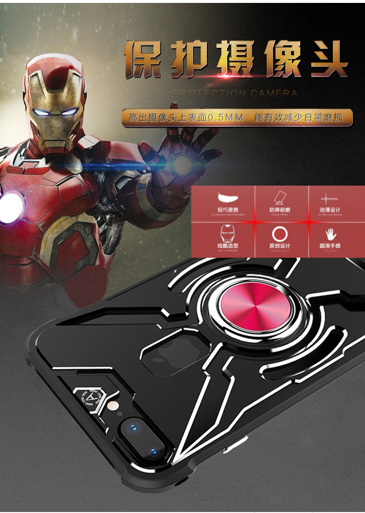 WK Iron Man Military Grade Shockproof Screw-less Metal Case w/ Ring Holder for Apple iPhone 8 Plus/7 Plus/6S Plus/6 Plus & iPhone 8/7/6S/6