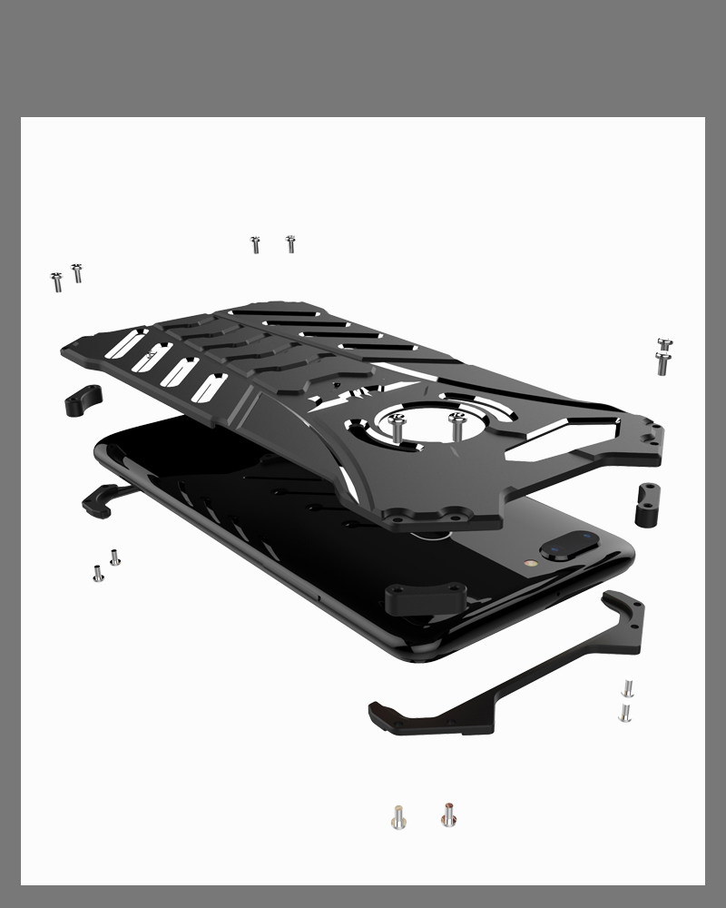 R-Just Batman Shockproof Aluminum Shell Metal Case with Custom Batarang Stent for OPPO R15 & OPPO R15 Dream Mirror Edition