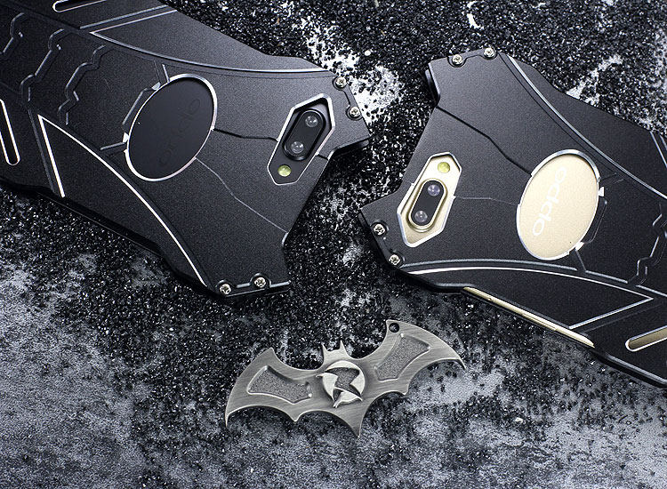 R-Just Batman Shockproof Aluminum Shell Metal Case with Custom Stent for OPPO R11 Plus & OPPO R11