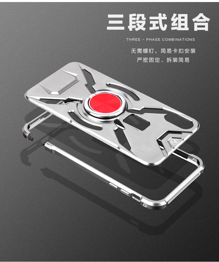 WK Iron Man Military Grade Shockproof Screw-less Metal Case w/ Ring Holder for Apple iPhone X