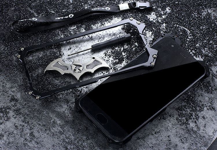 R-Just Batman Shockproof Aluminum Shell Metal Case with Custom Batarang Stent for Xiaomi Mi 6