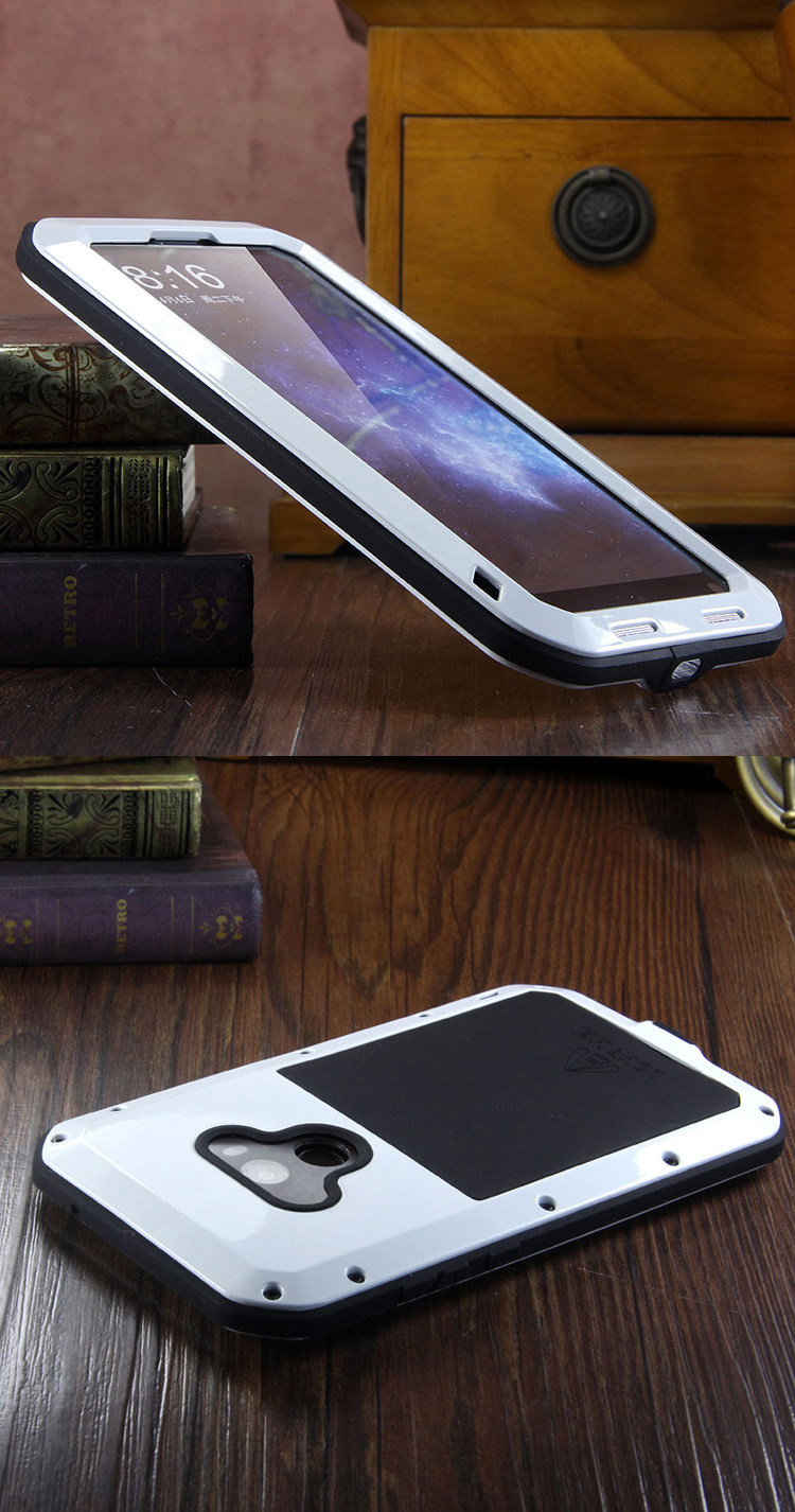 LOVE MEI Powerful Water Resistant Shockproof Dust/Dirt/Snow Proof Aluminum Metal Outdoor Gorilla Glass Heavy Duty Case Cover for Xiaomi Mi MIX 2