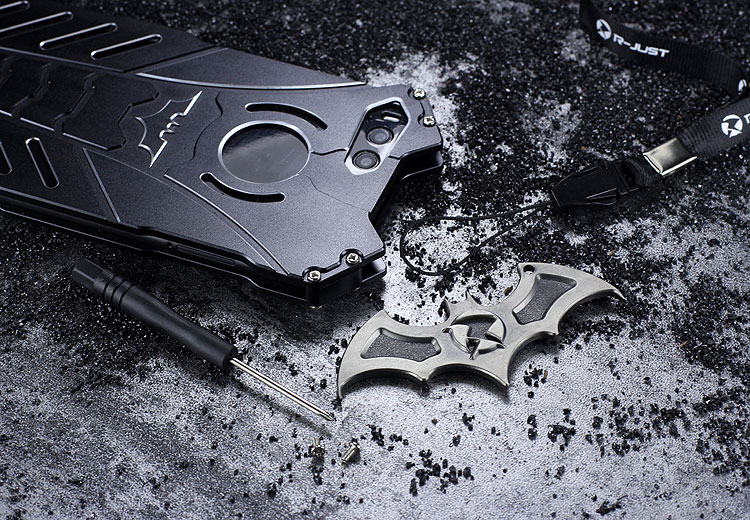 R-Just Batman Shockproof Aluminum Shell Metal Case with Custom Batarang Stent for Xiaomi Mi 6