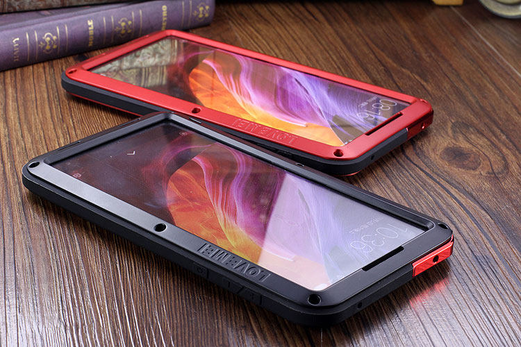 LOVE MEI Powerful Water Resistant Shockproof luminum Metal Gorilla Glass Heavy Duty Case Cover for Xiaomi Mi MIX
