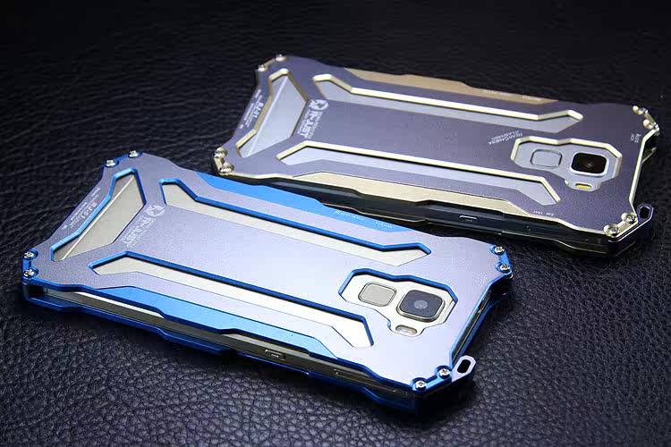R-JUST GUNDAM Aerospace Aluminum Contrast Color Shockproof Metal Shell Outdoor Protection Case for Huawei Honor 7