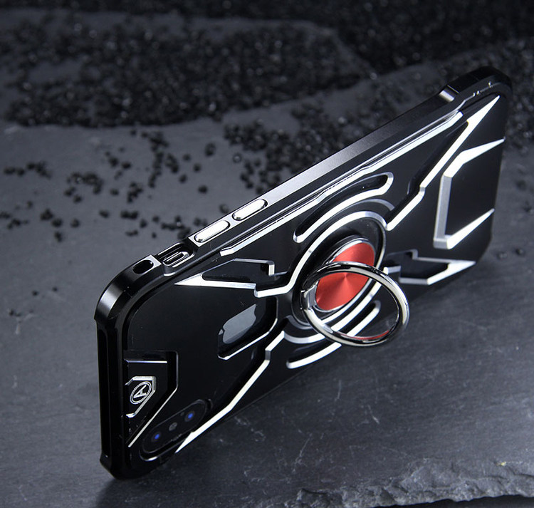 WK Iron Man Military Grade Shockproof Screw-less Metal Case w/ Ring Holder for Apple iPhone X