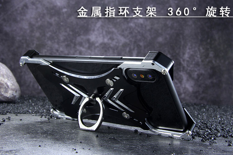 R-Just Soul Calibur Blade Master Ring Holder Shockproof Aerospace Aluminum Metal Shell Case Cover for Apple iPhone X