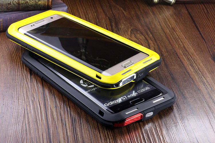 LOVE MEI Powerful Water Resistant Shockproof luminum Metal Gorilla Glass Heavy Duty Case Cover for Samsung Galaxy S7 Edge