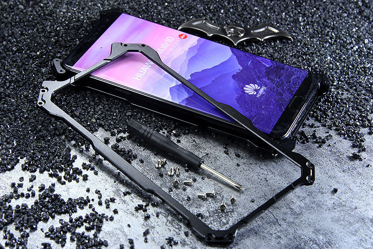 R-Just Batman Shockproof Aluminum Shell Metal Case with Custom Batarang Stent for Huawei Mate 10